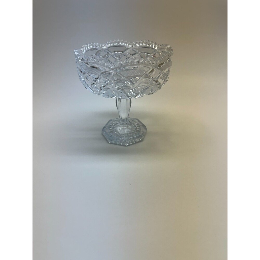 Vintage Smith Glass Clear Pressed Glass Pedestal Compote Candy Dish 6"